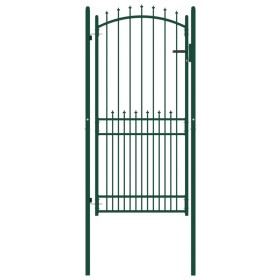 Fence gate with green steel spikes 100x200 cm by vidaXL, garden gates - Ref: Foro24-146397, Price: 231,62 €, Discount: %