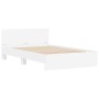 Estructura de cama con cabecero y luces LED blanco 140x200 cm