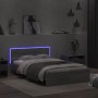 Estructura de cama cabecero y luces LED gris Sonoma 140x200 cm