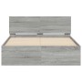 Estructura de cama cabecero y luces LED gris Sonoma 140x200 cm