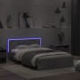 Estructura de cama cabecero y luces LED gris hormigón 120x200cm
