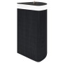 Cesto para la ropa sucia de esquina bambú negro 60 L