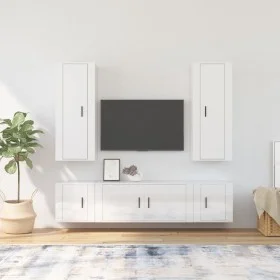 Set de muebles de TV 5 pzas madera contrachapada blanco brillo de vidaXL, Muebles TV - Ref: Foro24-3188832, Precio: 241,72 €,...