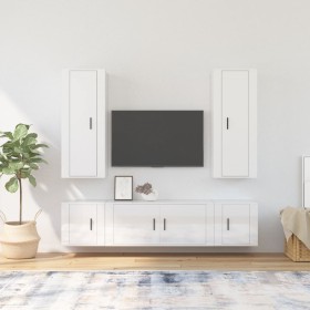 TV-Möbelset 5-teilig aus glänzend weißem Sperrholz von vidaXL, TV-Möbel - Ref: Foro24-3188832, Preis: 244,92 €, Rabatt: %