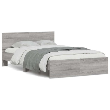 Estructura de cama cabecero y luces LED gris Sonoma 120x200 cm en Camas y somieres | Comprar online en Foro24