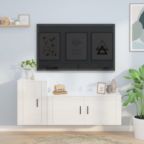 Set de muebles de TV 2 pzas madera contrachapada blanco brillo