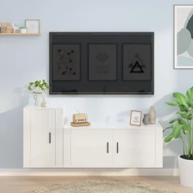 TV-Möbelset 2-teilig aus glänzend weißem Sperrholz von vidaXL, TV-Möbel - Ref: Foro24-3188480, Preis: 115,47 €, Rabatt: %