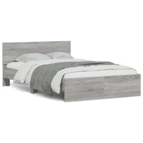 Estructura de cama cabecero y luces LED gris Sonoma 140x190 cm en Camas y somieres | Comprar online en Foro24