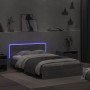 Estructura de cama cabecero y luces LED gris Sonoma 140x190 cm