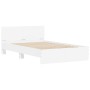 Estructura de cama con cabecero y luces LED blanco 135x190 cm