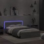 Estructura de cama cabecero y luces LED gris Sonoma 135x190 cm