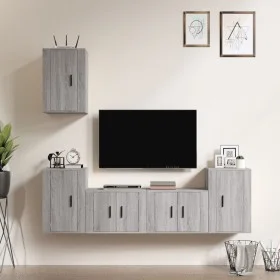 TV-Möbelset 5-teilig Sonoma graues Sperrholz von vidaXL, TV-Möbel - Ref: Foro24-3188572, Preis: 195,64 €, Rabatt: %