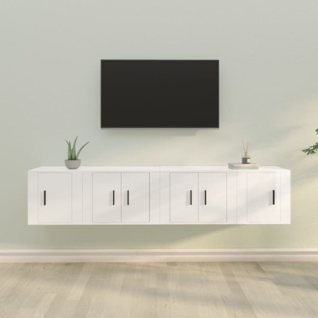 Set de muebles de TV 4 pzas madera contrachapada blanco brillo de vidaXL, Muebles TV - Ref: Foro24-3188432, Precio: 132,45 €