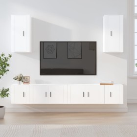 Set de muebles para TV 6 piezas madera contrachapada blanco