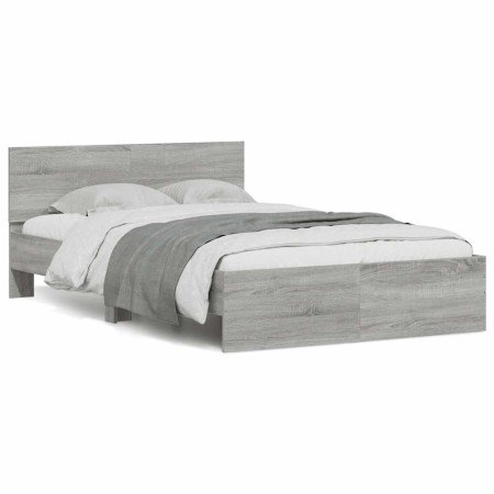Estructura de cama cabecero y luces LED gris Sonoma 120x190 cm en Camas y somieres | Comprar online en Foro24