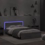 Estructura de cama cabecero y luces LED gris Sonoma 120x190 cm