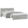 Estructura de cama cabecero y luces LED gris Sonoma 120x190 cm