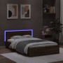 Estructura de cama cabecero y luces LED marrón roble 120x190 cm