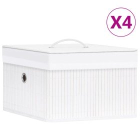 Cajas de almacenamiento de bambú 4 unidades blanco Cajas de almacenamiento de bambú 4 unidades blanco