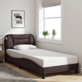 Estructura de cama sin colchón tela marrón oscuro 80x200 cm