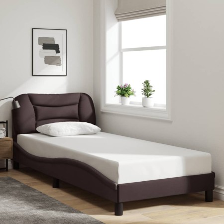 Estructura de cama sin colchón tela marrón oscuro 80x200 cm