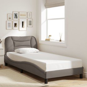 Estructura de cama sin colchón tela gris taupe 80x200 cm Estructura de cama sin colchón tela gris taupe 80x200 cm