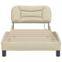 Estructura de cama sin colchón tela crema 80x200 cm