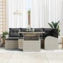 Conjunto de sofá de jardín con cojín 7 pcs Gris claro