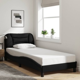 Estructura de cama sin colchón tela negro 90x190 cm