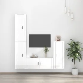 TV-Möbelset 4-teilig aus glänzend weißem Sperrholz von vidaXL, TV-Möbel - Ref: Foro24-3188792, Preis: 254,92 €, Rabatt: %