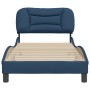 Estructura de cama sin colchón tela azul 90x190 cm