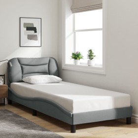Estructura de cama sin colchón tela gris claro 90x200 cm