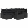 Conjunto de sofá de jardín con cojín 7 pcs Negro
