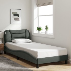 Estructura de cama sin colchón tela gris oscuro 90x200 cm
