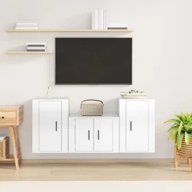 Set de muebles de TV 3 pzas madera contrachapada blanco brillo de vidaXL, Muebles TV - Ref: Foro24-3188496, Precio: 116,91 €,...