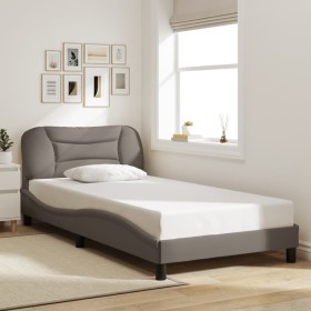 Estructura de cama sin colchón tela gris taupe 100x200 cm