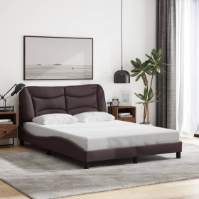 Estructura de cama sin colchón tela marrón oscuro 120x200 cm