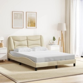 Estructura de cama sin colchón tela crema 120x200 cm