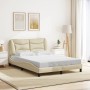 Estructura de cama sin colchón tela crema 120x200 cm