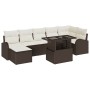 Conjunto de sofá de jardín con cojín 8 pcs Marrón y crema