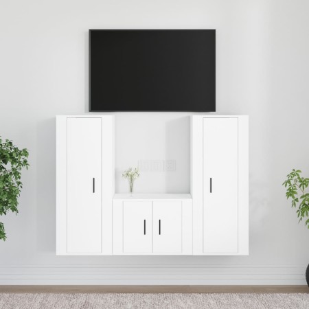 3-teiliges TV-Möbelset aus weißem Sperrholz von vidaXL, TV-Möbel - Ref: Foro24-3188742, Preis: 147,55 €, Rabatt: %