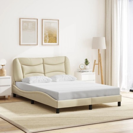 Cama sin colchón tela color crema 140x190 cm