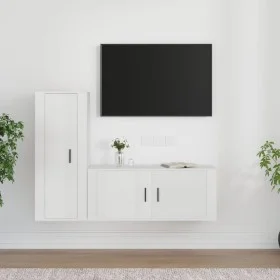 Set de muebles de TV 2 pzas madera contrachapada blanco brillo de vidaXL, Muebles TV - Ref: Foro24-3188736, Precio: 133,50 €,...