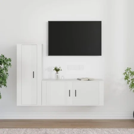 Set de muebles de TV 2 pzas madera contrachapada blanco brillo de vidaXL, Muebles TV - Ref: Foro24-3188736, Precio: 133,50 €,...