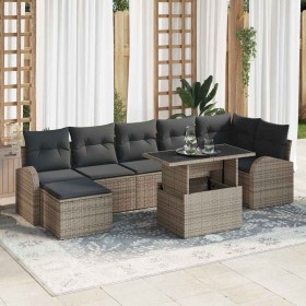 Conjunto de sofá de jardín con cojín 8 pcs Gris