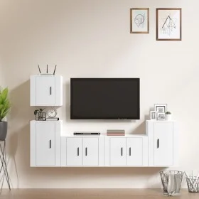 Set de muebles de TV 5 pzas madera contrachapada blanco brillo de vidaXL, Muebles TV - Ref: Foro24-3188560, Precio: 178,89 €,...