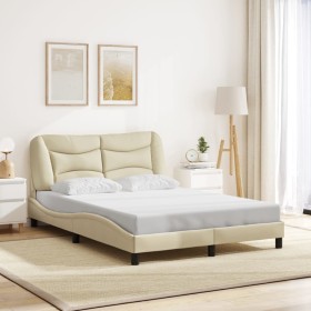 Cama sin colchón tela color crema 140x200 cm