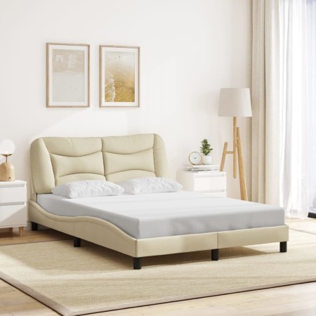 Cama sin colchón tela color crema 140x200 cm