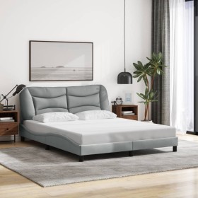 Cama sin colchón tela gris claro 160x200 cm