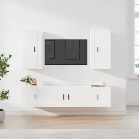 Set TV-Möbel 5 Stück Sperrholz glänzend weiß von vidaXL, TV-Möbel - Ref: Foro24-3188680, Preis: 226,42 €, Rabatt: %